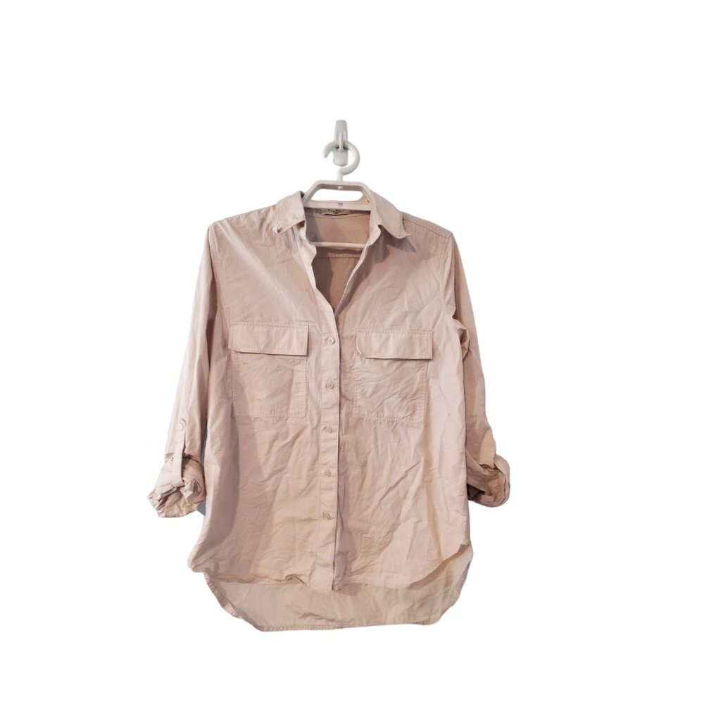 Babaton shirt womens size 2XS XX Small khaki utility button up roll tab …